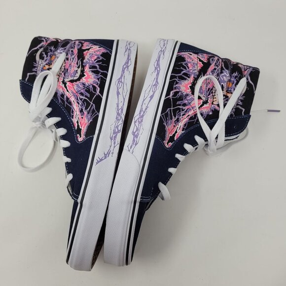 Vans Mens 11.5 Womens 13 Sk8 Hi Zap Navy Blue skull Glow in the dark sneakers - Picture 5 of 13